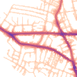 Daytime road noise heatmap for M21 9JG