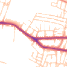Daytime road noise heatmap for M21 9JZ
