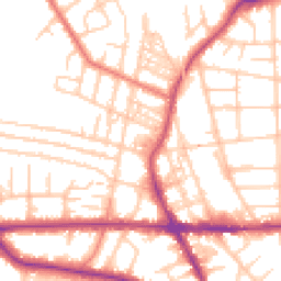 Daytime road noise heatmap for M21 9QB