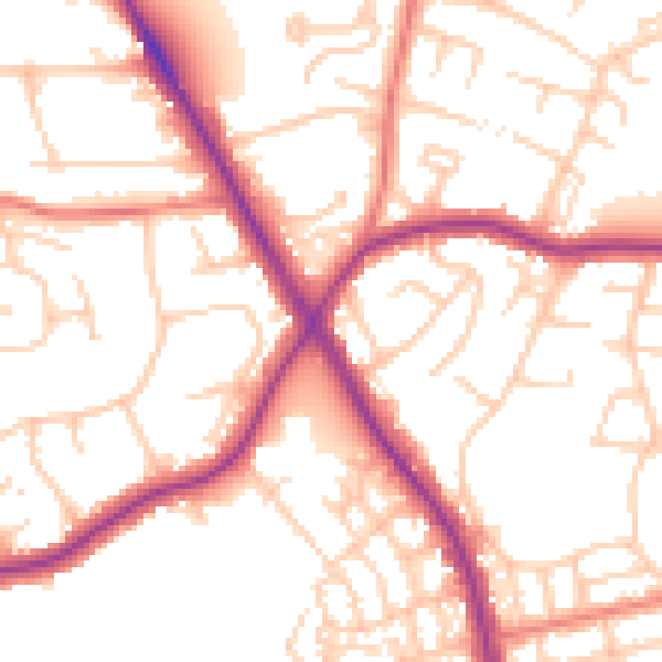 Daytime road noise heatmap for M25 0AA