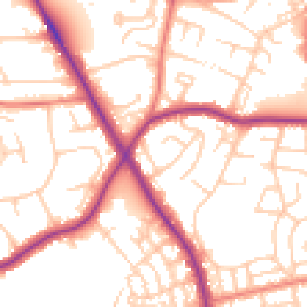 Daytime road noise heatmap for M25 0AB