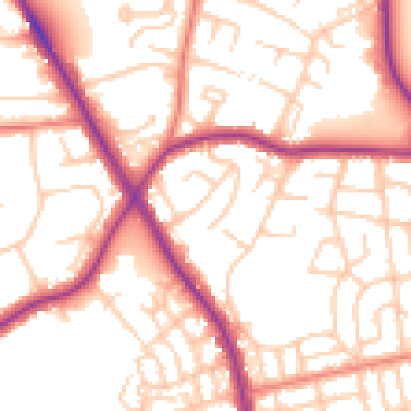 Daytime road noise heatmap for M25 0AD