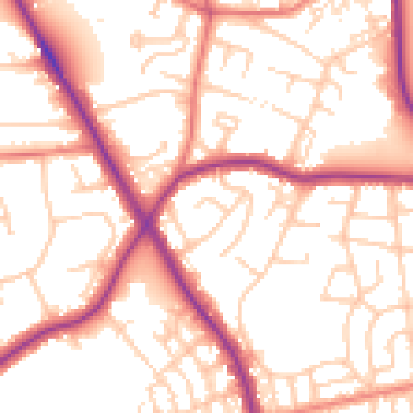 Daytime road noise heatmap for M25 0AE