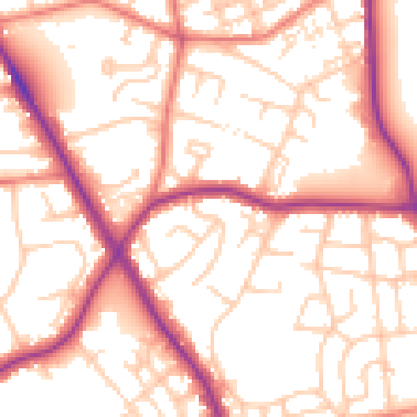 Daytime road noise heatmap for M25 0AF