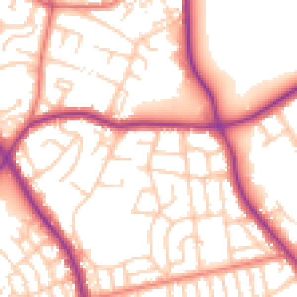 Daytime road noise heatmap for M25 0AG
