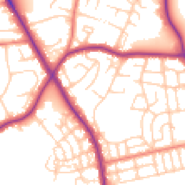 Daytime road noise heatmap for M25 0AJ