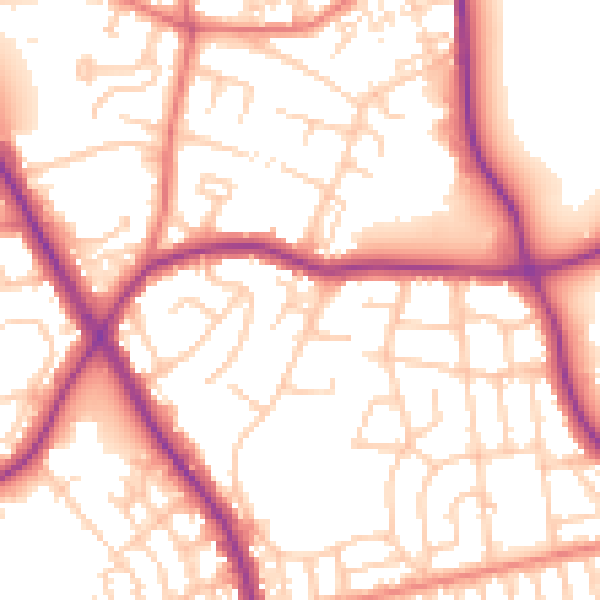 Daytime road noise heatmap for M25 0AL