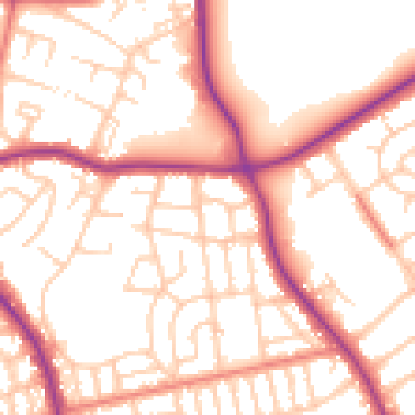 Daytime road noise heatmap for M25 0AS