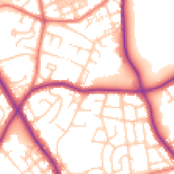 Daytime road noise heatmap for M25 0AW