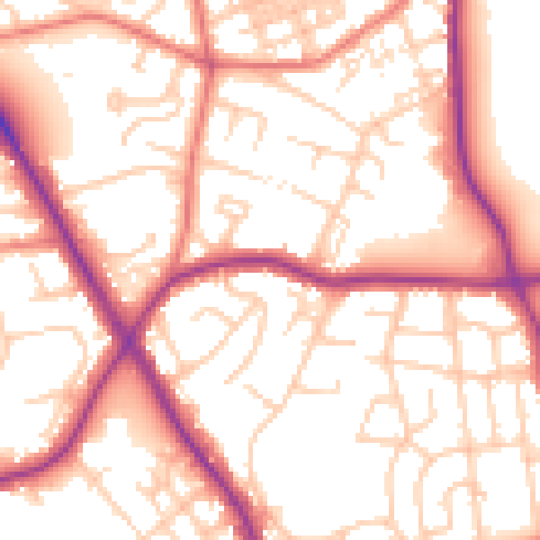 Daytime road noise heatmap for M25 0AY