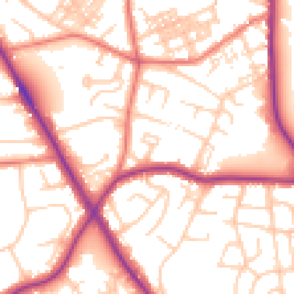 Daytime road noise heatmap for M25 0AZ
