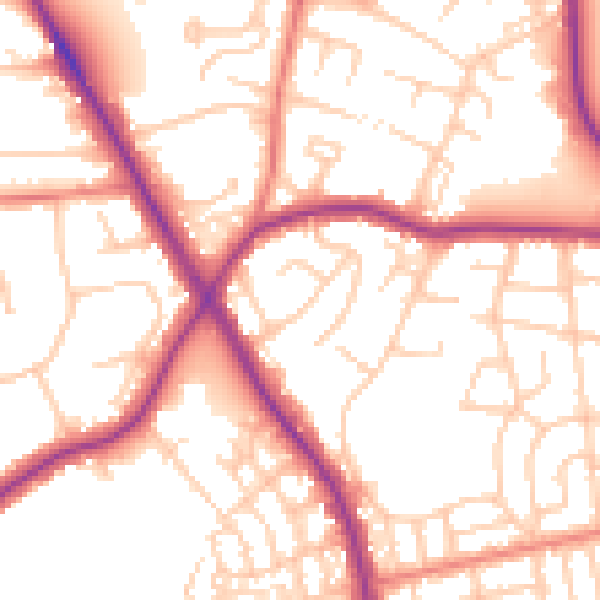 Daytime road noise heatmap for M25 0BF