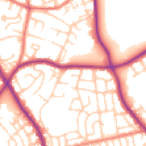 Daytime road noise heatmap for M25 0BH