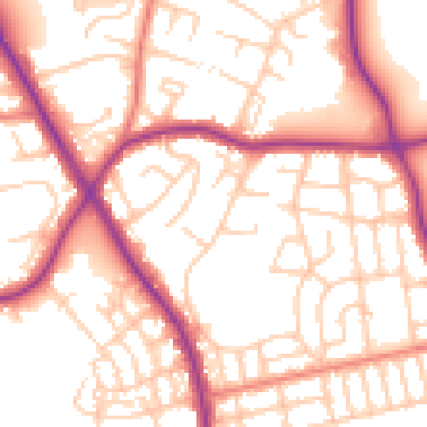 Daytime road noise heatmap for M25 0BJ