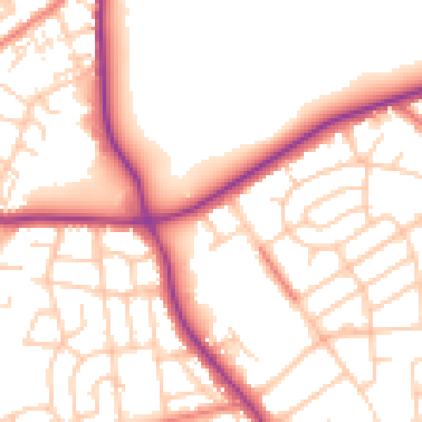 Daytime road noise heatmap for M25 0BL