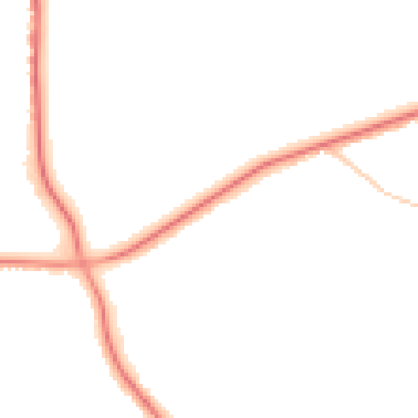 Night-time road noise heatmap for M25 0BN