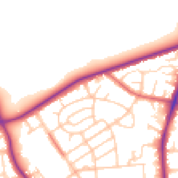 Daytime road noise heatmap for M25 0BQ