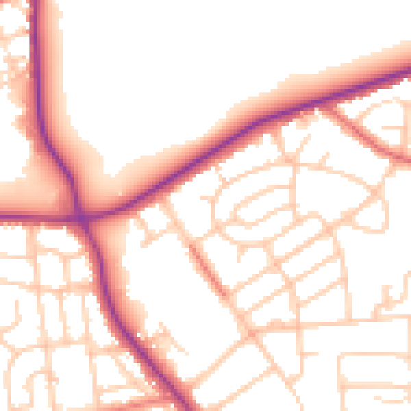 Daytime road noise heatmap for M25 0BR