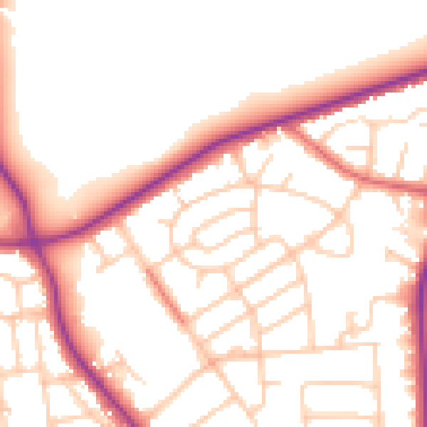 Daytime road noise heatmap for M25 0BT