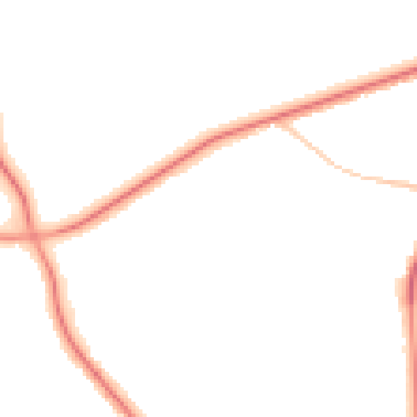 Night-time road noise heatmap for M25 0BT