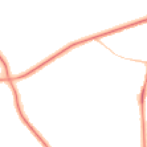 Night-time road noise heatmap for M25 0BU