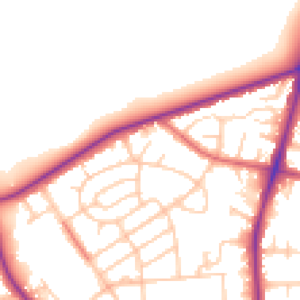 Daytime road noise heatmap for M25 0BY