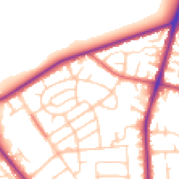 Daytime road noise heatmap for M25 0DA