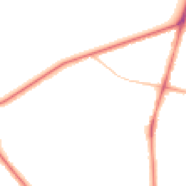 Night-time road noise heatmap for M25 0DA
