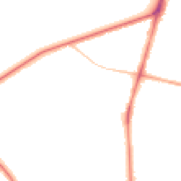 Night-time road noise heatmap for M25 0DE