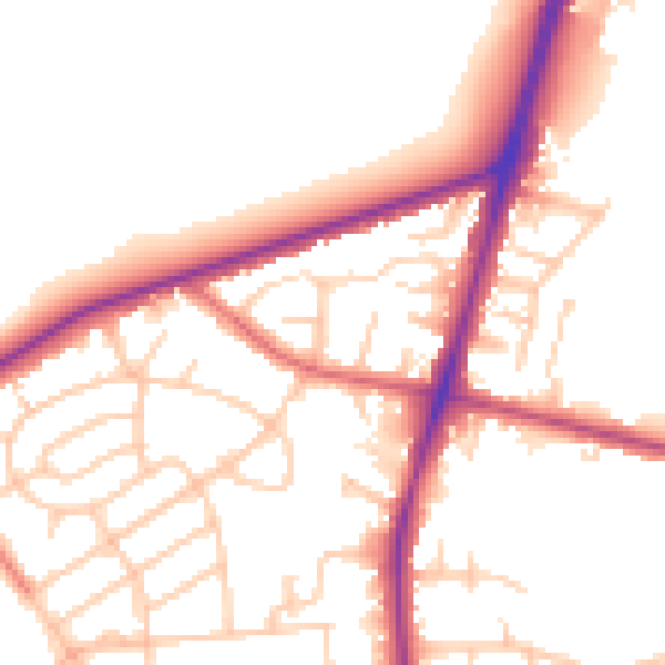 Daytime road noise heatmap for M25 0DF