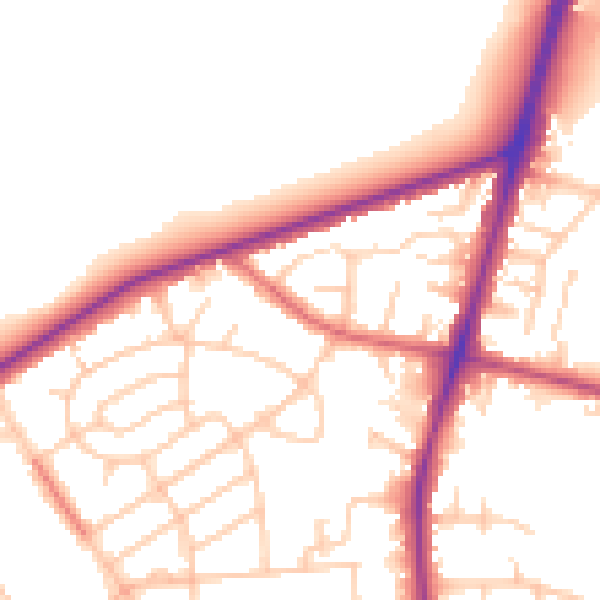 Daytime road noise heatmap for M25 0DH