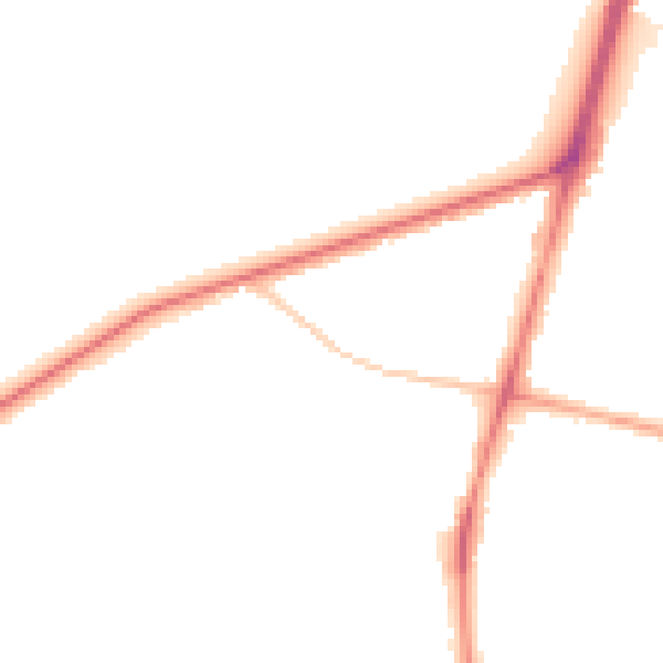 Night-time road noise heatmap for M25 0DH