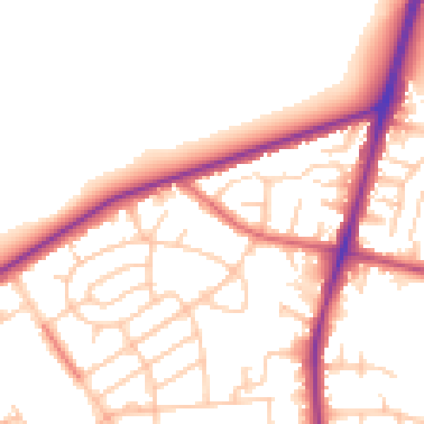 Daytime road noise heatmap for M25 0DJ