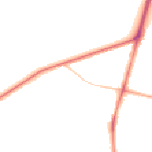Night-time road noise heatmap for M25 0DJ