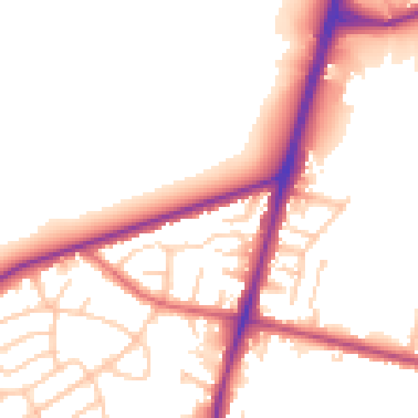 Daytime road noise heatmap for M25 0DN