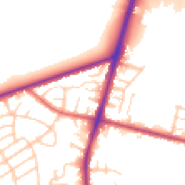 Daytime road noise heatmap for M25 0DR