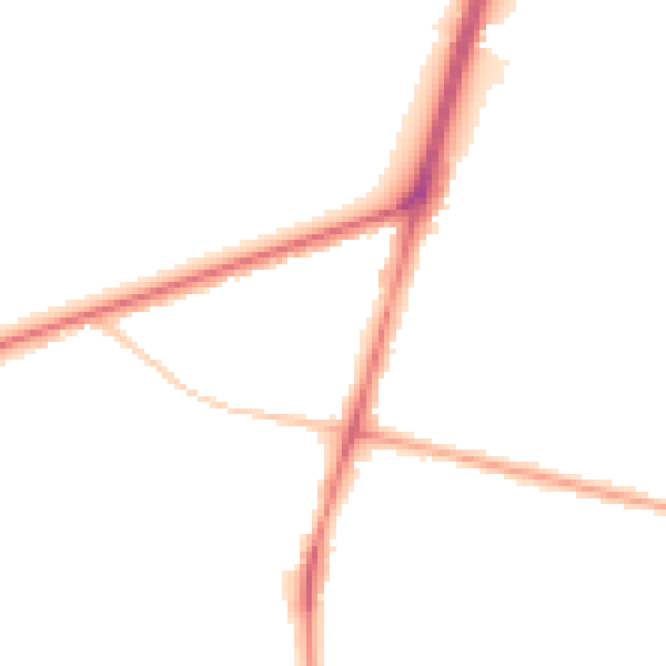 Night-time road noise heatmap for M25 0DR