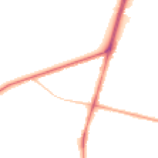 Night-time road noise heatmap for M25 0DS