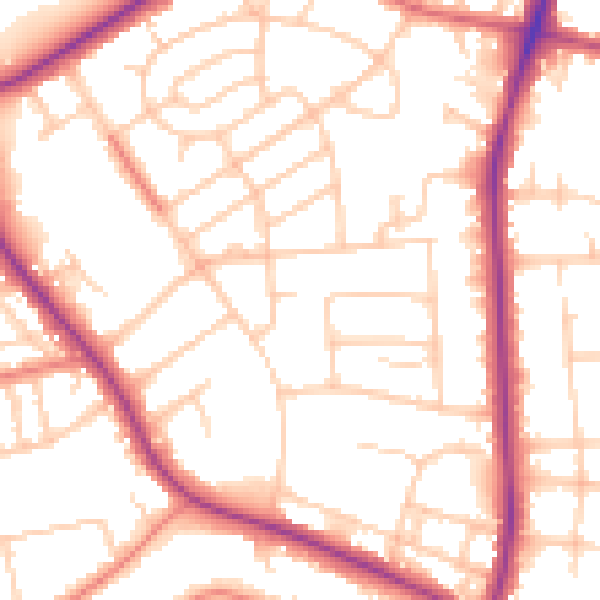 Daytime road noise heatmap for M25 0EB