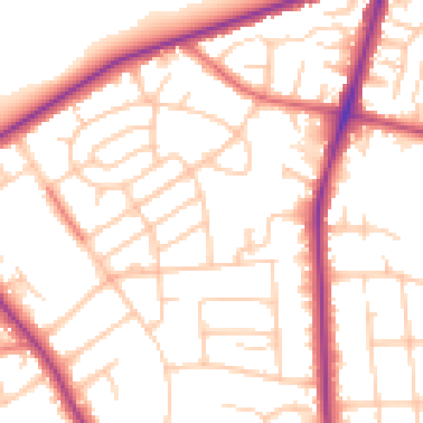 Daytime road noise heatmap for M25 0EE