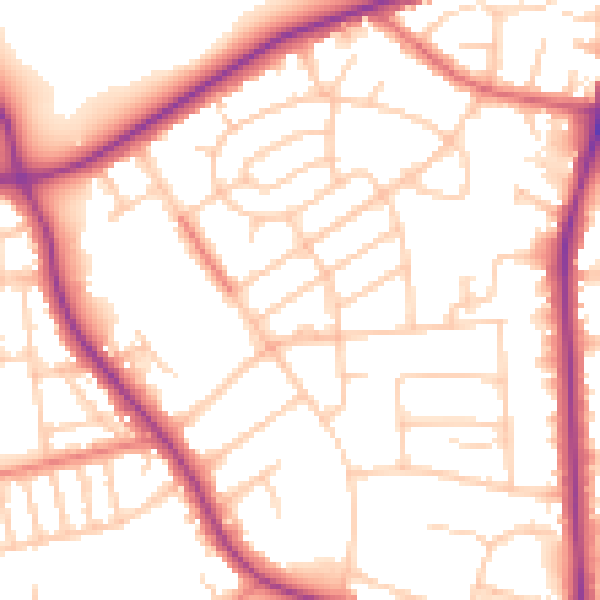 Daytime road noise heatmap for M25 0EF