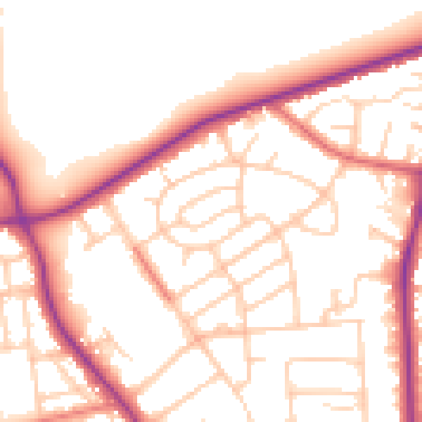 Daytime road noise heatmap for M25 0FJ