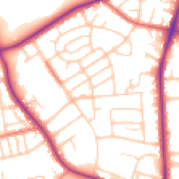 Daytime road noise heatmap for M25 0FN
