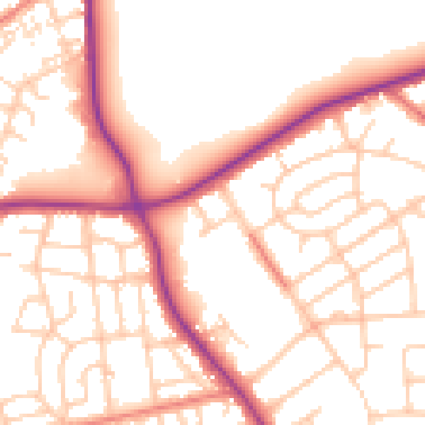 Daytime road noise heatmap for M25 0GP