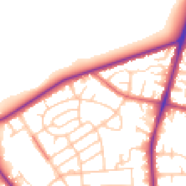 Daytime road noise heatmap for M25 0GZ