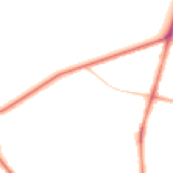 Night-time road noise heatmap for M25 0GZ