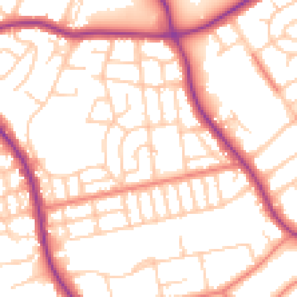 Daytime road noise heatmap for M25 0HT