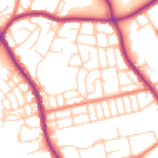 Daytime road noise heatmap for M25 0HX