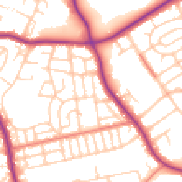 Daytime road noise heatmap for M25 0JF