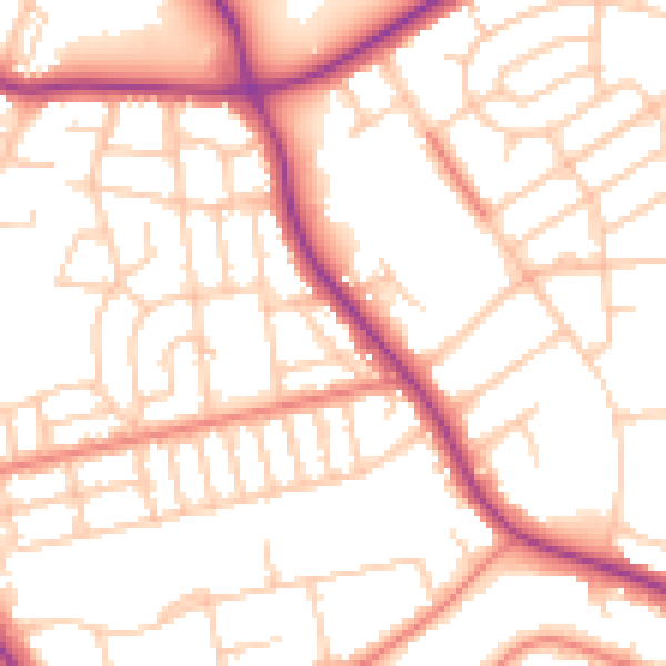 Daytime road noise heatmap for M25 0JJ